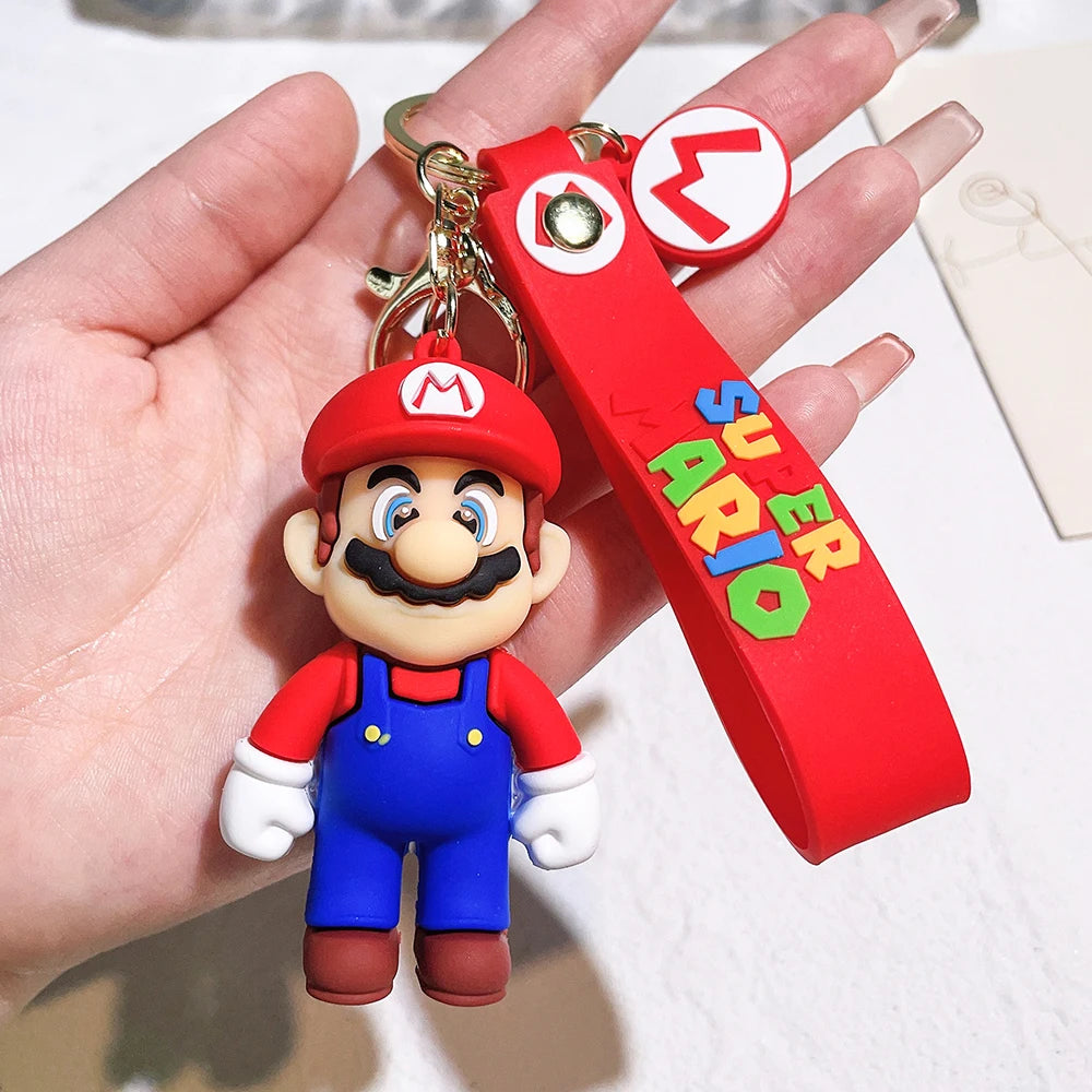 Game Super Mario Bros Keychain Anime Figure Car Decoration Backpack Pendant Accessories Kids Toy Christmas Birthday Gifts