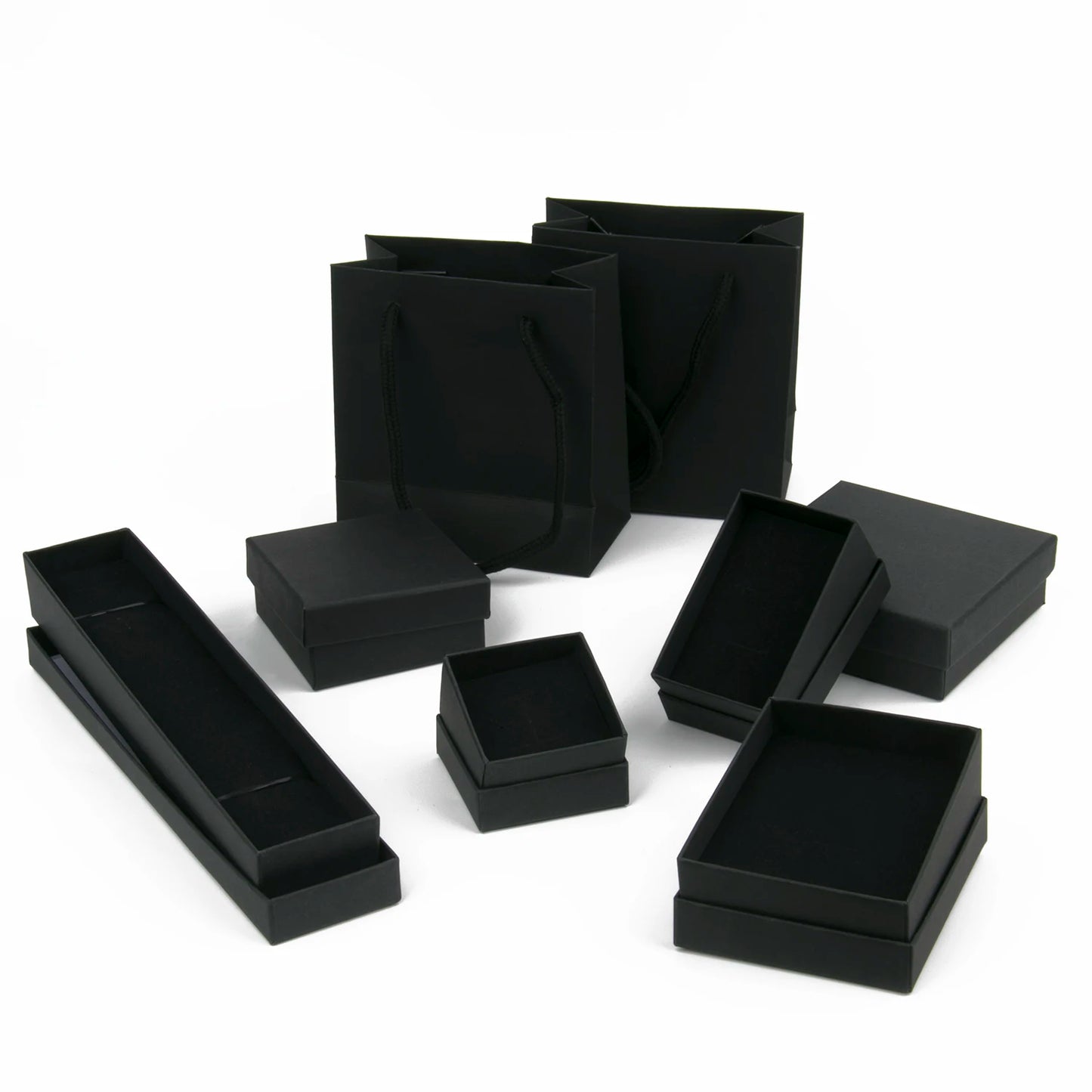 Black Paper Material Jewelry Boxes Cardboard Pendant Gift Box Bags Rectangle Necklace Bracelets Earrings Packaging Storag Boxes