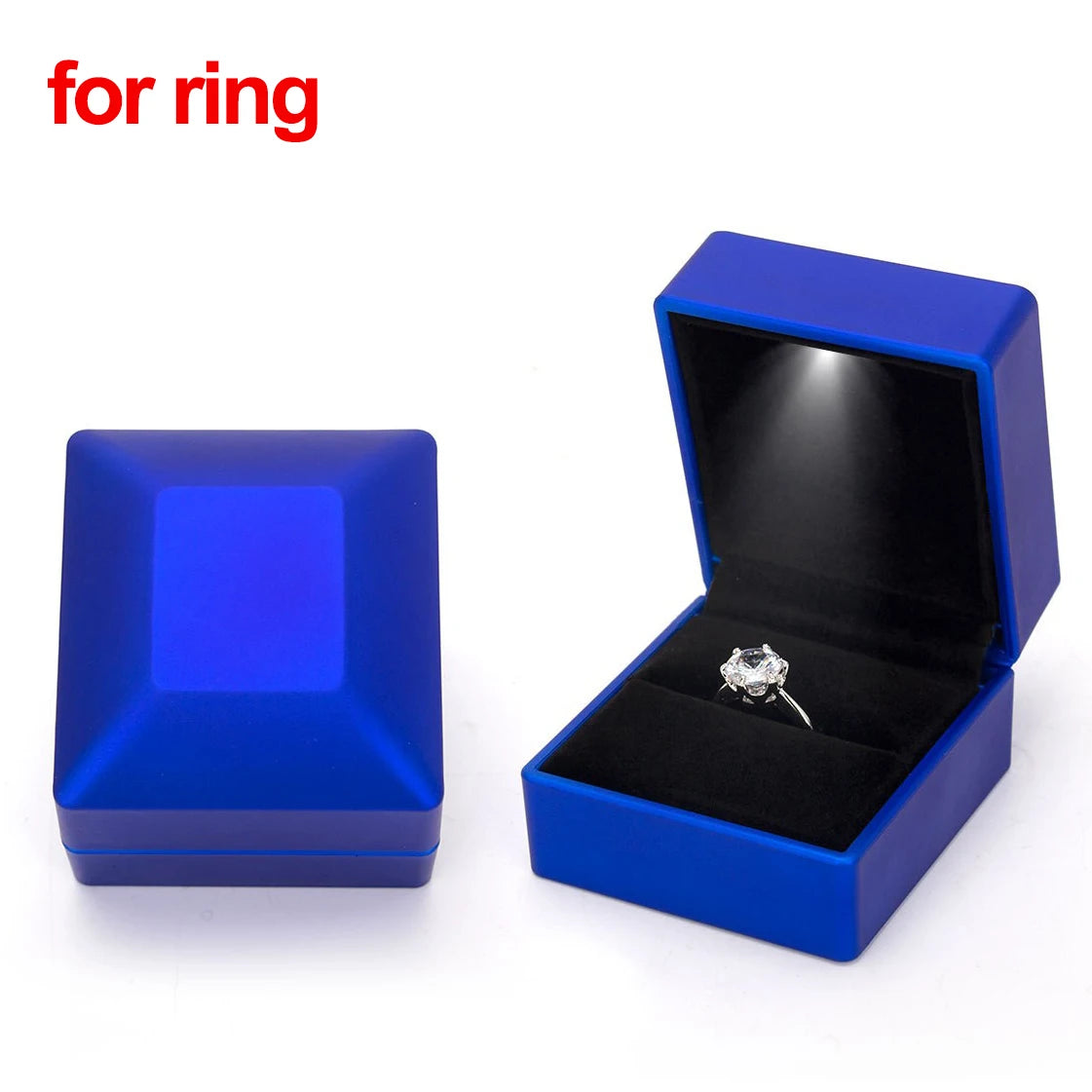 LED Jewelry Ring Box Luxury Velvet Necklace Storage Case with Light for Proposal Engagement Wedding Ring Display Box Showcase