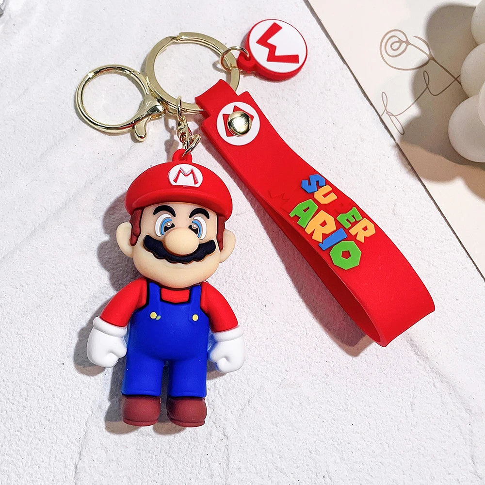 Game Super Mario Bros Keychain Anime Figure Car Decoration Backpack Pendant Accessories Kids Toy Christmas Birthday Gifts