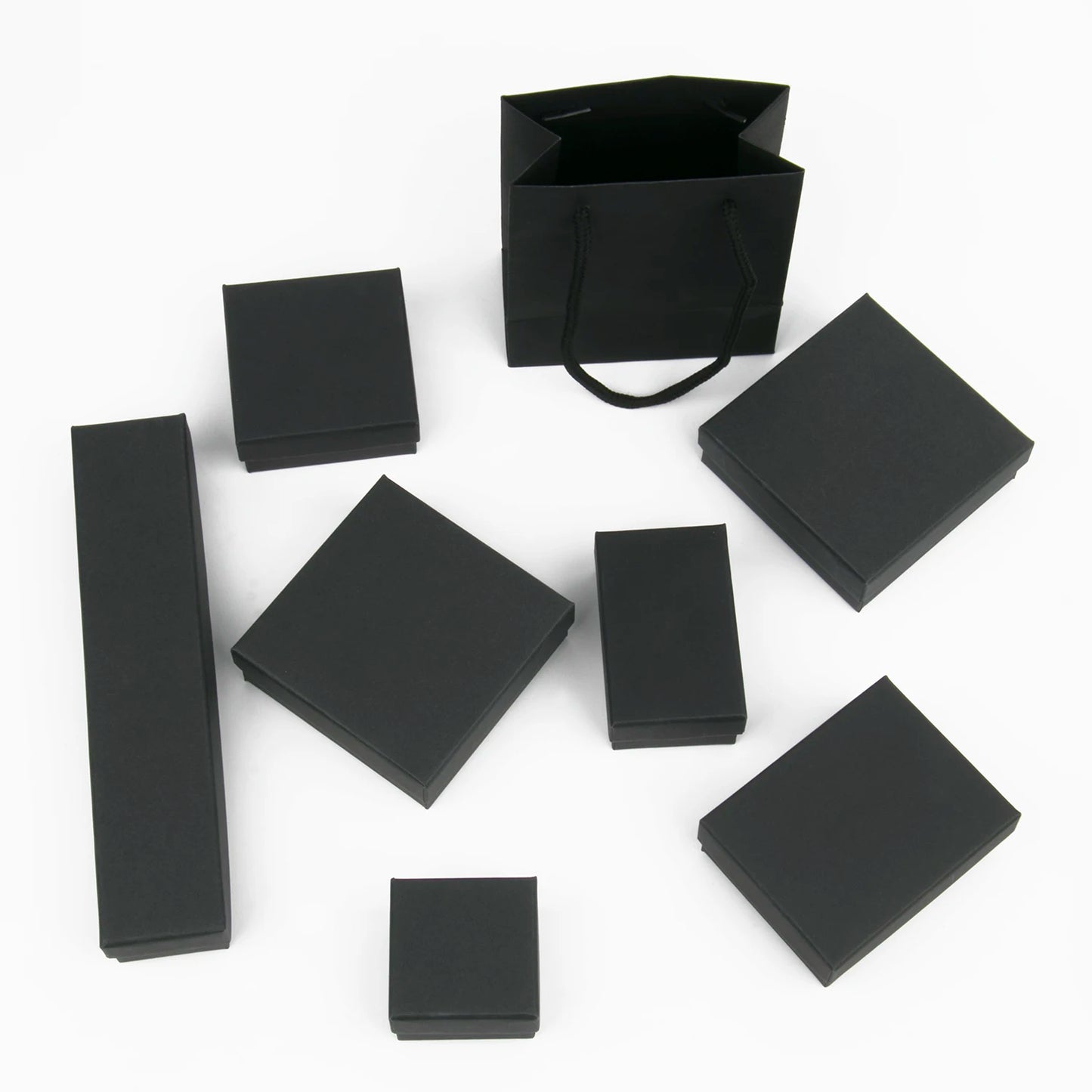 Black Paper Material Jewelry Boxes Cardboard Pendant Gift Box Bags Rectangle Necklace Bracelets Earrings Packaging Storag Boxes