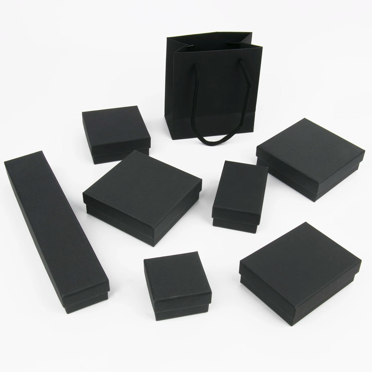 Black Paper Material Jewelry Boxes Cardboard Pendant Gift Box Bags Rectangle Necklace Bracelets Earrings Packaging Storag Boxes